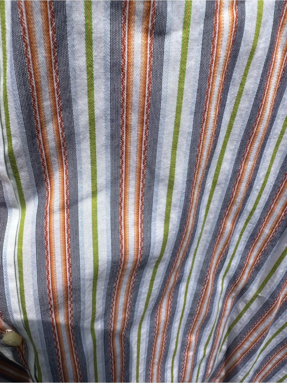 Thomas Dean Men’s XL Vertical Stripes Button Down Orange/Green Casual Shirt
